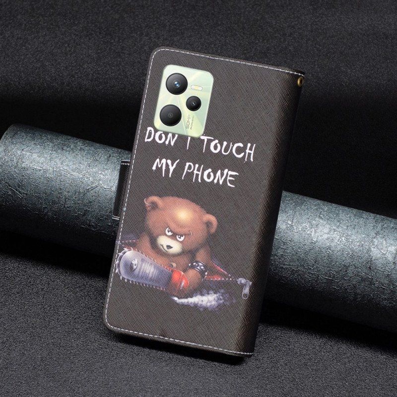 Etui Folio do Realme C35 z Łańcuch Zapinana Na Zamek Saszetka Dangerous Bear Z Paskami