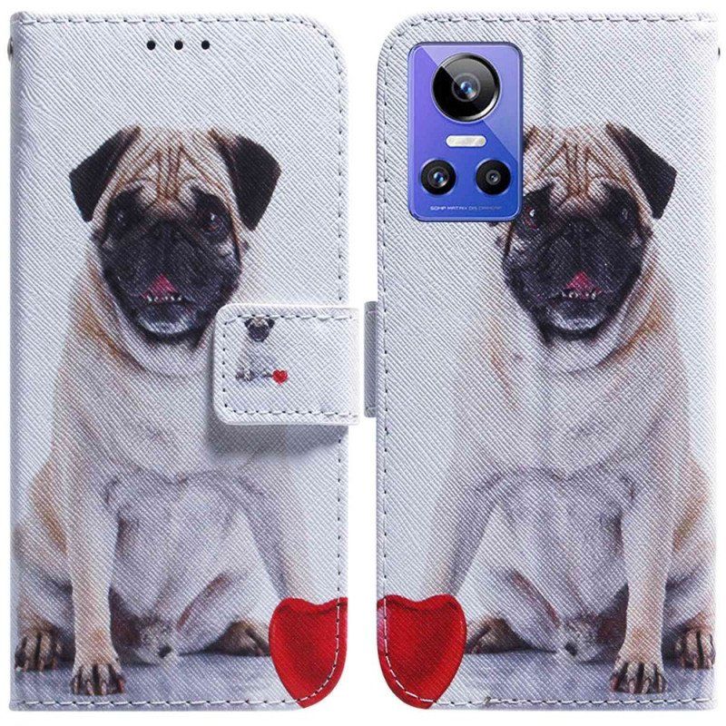 Etui Folio do Realme GT Neo 3 Mops W Rękawiczkach