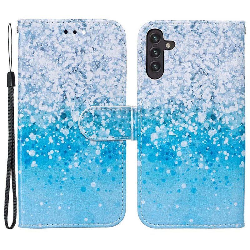 Etui Folio do Samsung Galaxy A13 5G / A04s Gradient Niebieskiego Brokatu