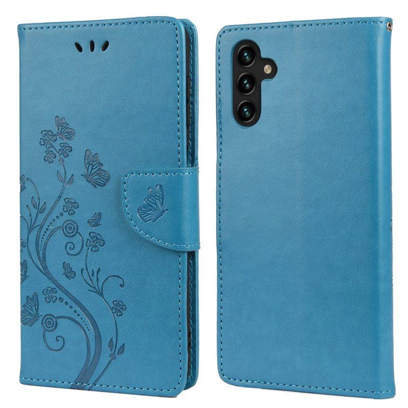 Etui Folio do Samsung Galaxy A13 5G / A04s Motyle I Kwiaty