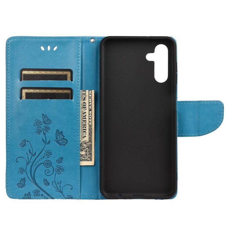 Etui Folio do Samsung Galaxy A13 5G / A04s Motyle I Kwiaty