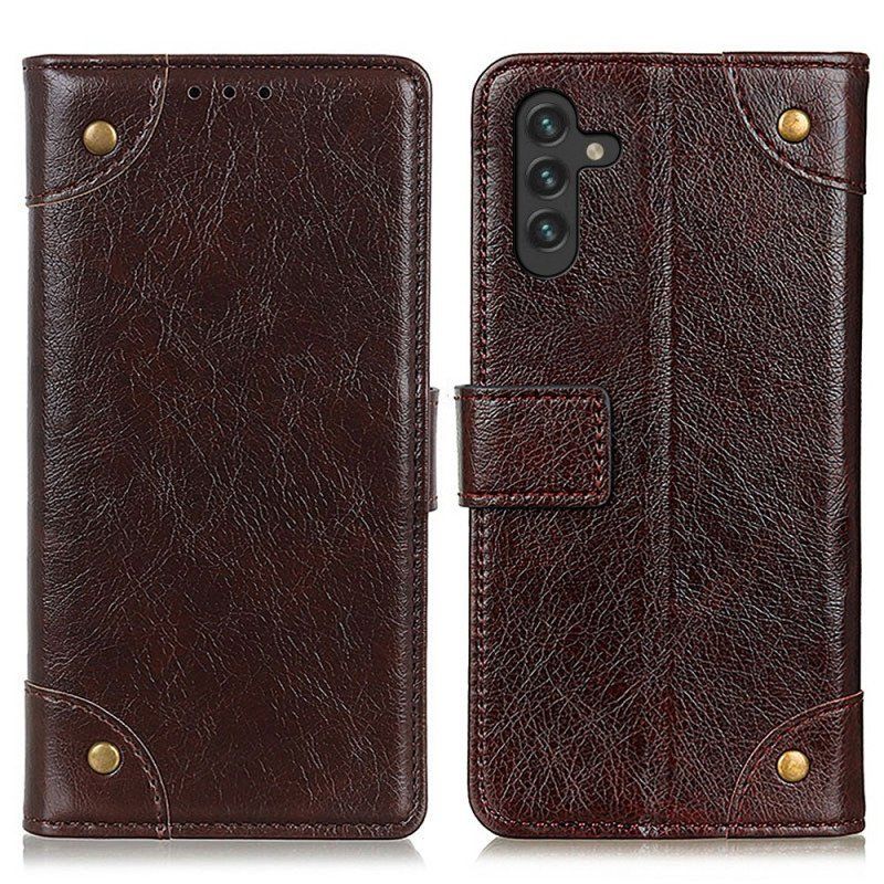 Etui Folio do Samsung Galaxy A13 5G / A04s Nity Z Dzielonej Skóry Nappa