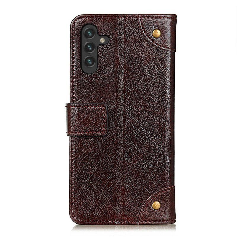 Etui Folio do Samsung Galaxy A13 5G / A04s Nity Z Dzielonej Skóry Nappa