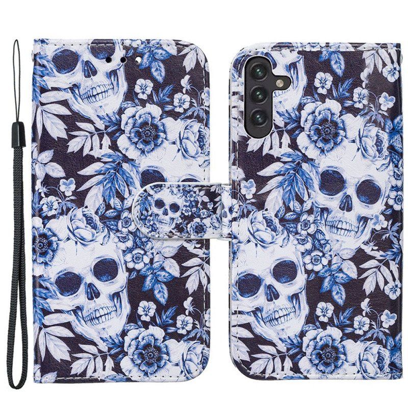 Etui Folio do Samsung Galaxy A13 5G / A04s Retro Czaszki