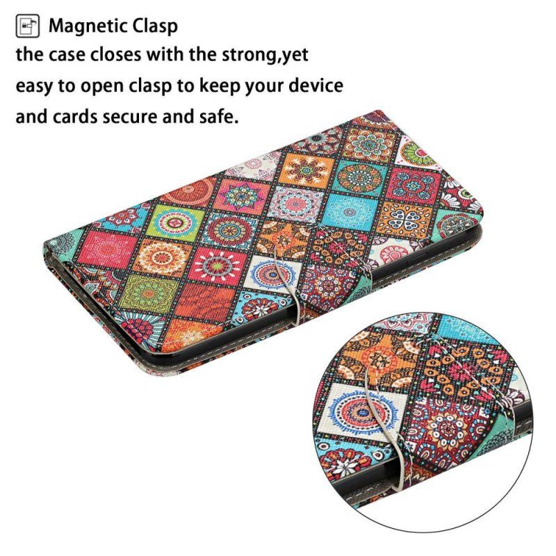 Etui Folio do Samsung Galaxy A13 Patchwork Ze Smyczą