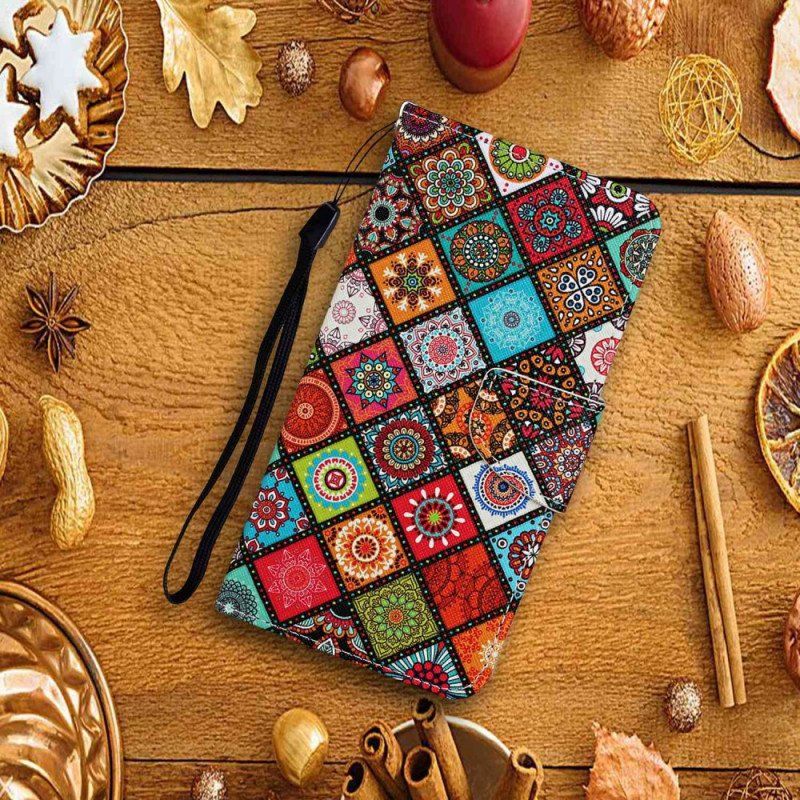 Etui Folio do Samsung Galaxy A13 Patchwork Ze Smyczą