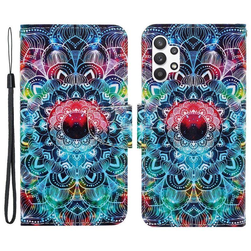 Etui Folio do Samsung Galaxy A13 z Łańcuch Błyskotliwa Mandala Z Paskami