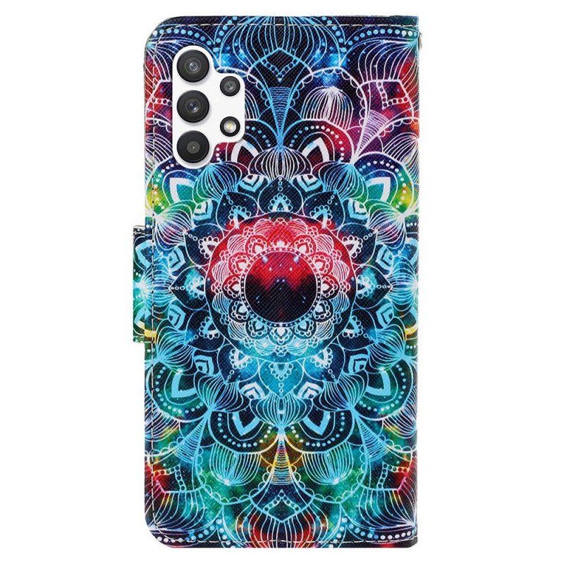 Etui Folio do Samsung Galaxy A13 z Łańcuch Błyskotliwa Mandala Z Paskami