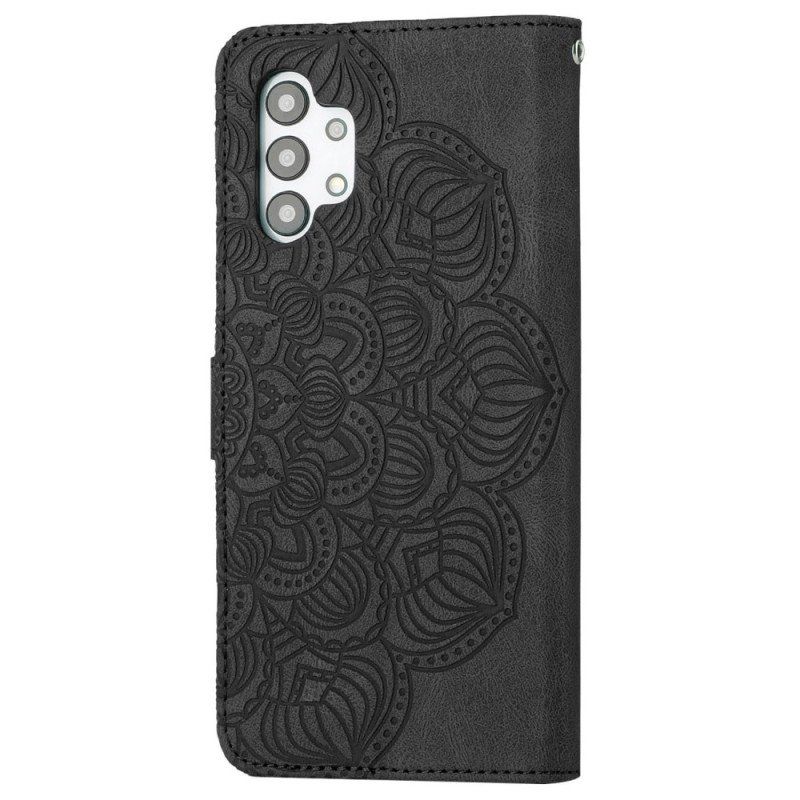 Etui Folio do Samsung Galaxy A13 z Łańcuch Mandala Z Paskami W Stylu Vintage