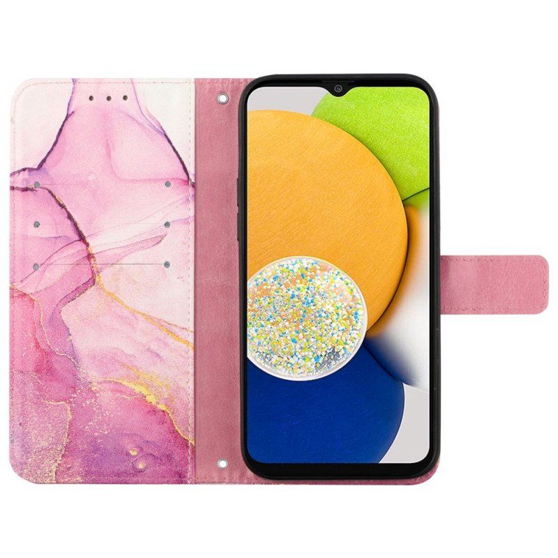 Etui Folio do Samsung Galaxy A13 z Łańcuch Pasek Marmuru