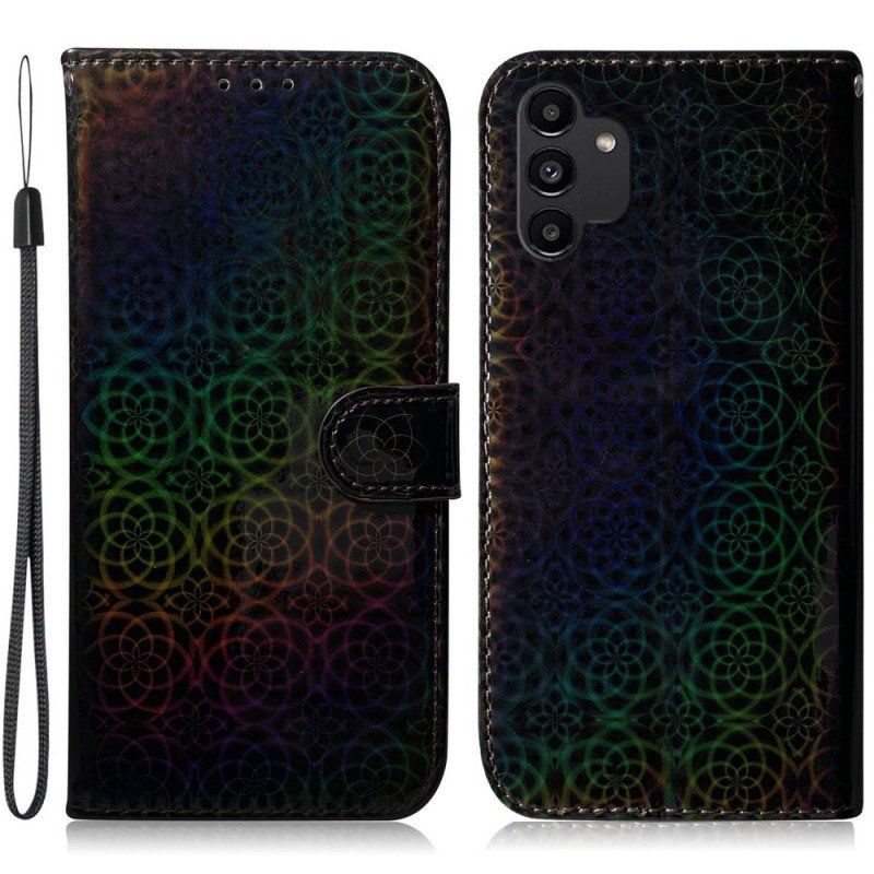 Etui Folio do Samsung Galaxy A13 z Łańcuch Psychodeliczne Kwiaty Na Ramiączkach