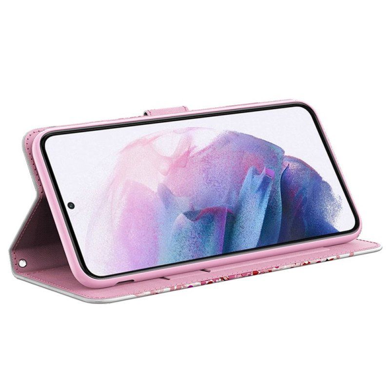 Etui Folio do Samsung Galaxy A14 / A14 5G Czerwone Drzewo