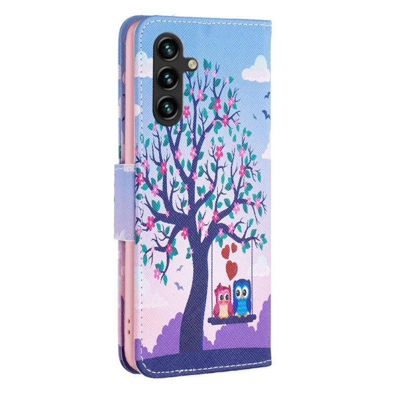 Etui Folio do Samsung Galaxy A14 / A14 5G Sowy Na Huśtawce