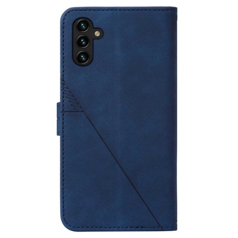 Etui Folio do Samsung Galaxy A14 / A14 5G Trójkąty Ze Smyczą