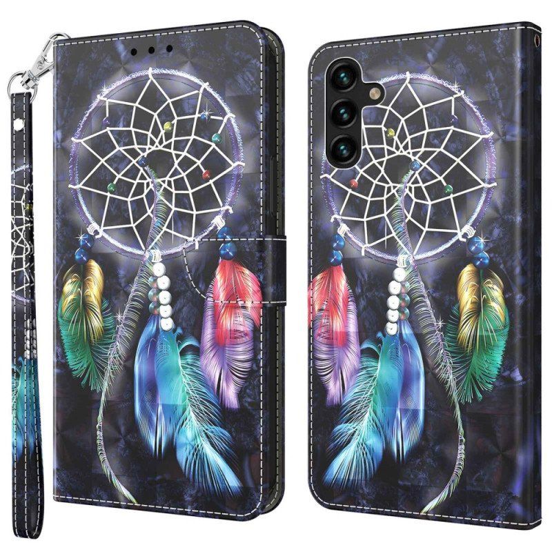 Etui Folio do Samsung Galaxy A14 / A14 5G z Łańcuch Łapacz Snów Na Pasku