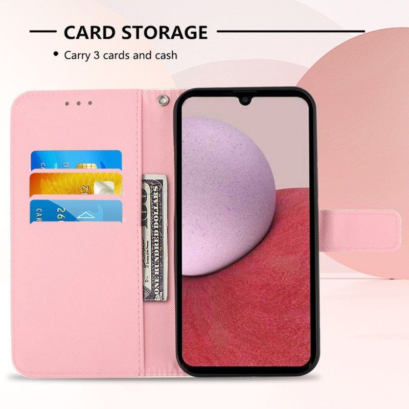 Etui Folio do Samsung Galaxy A14 / A14 5G z Łańcuch Nigdy Nie Przestawaj Marzyć Strappy