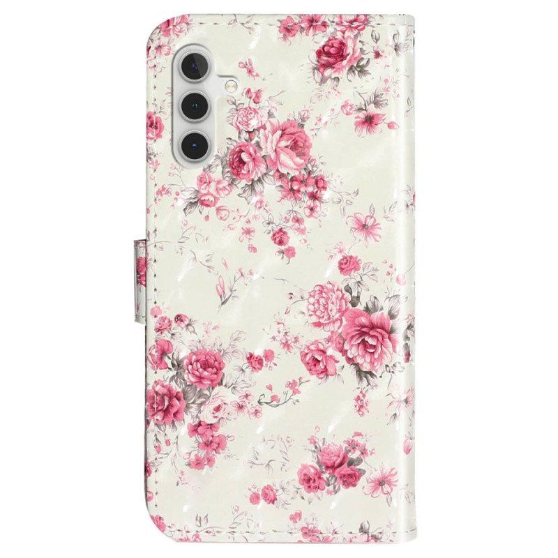 Etui Folio do Samsung Galaxy A14 / A14 5G z Łańcuch Pasek Liberty Flowers