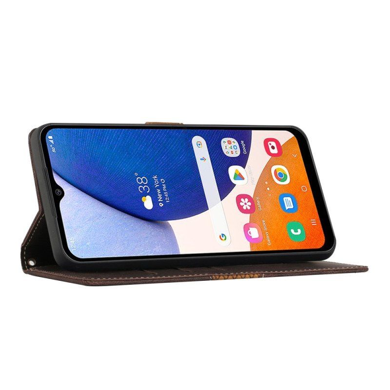 Etui Folio do Samsung Galaxy A14 / A14 5G z Łańcuch Pasiasty Wzór