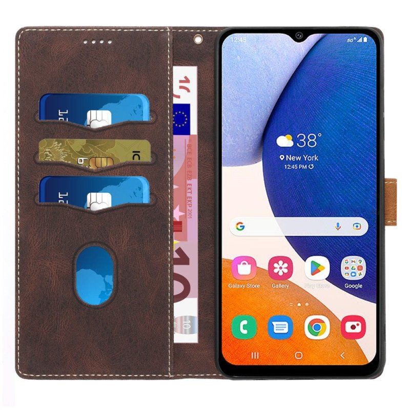 Etui Folio do Samsung Galaxy A14 / A14 5G z Łańcuch Pasiasty Wzór