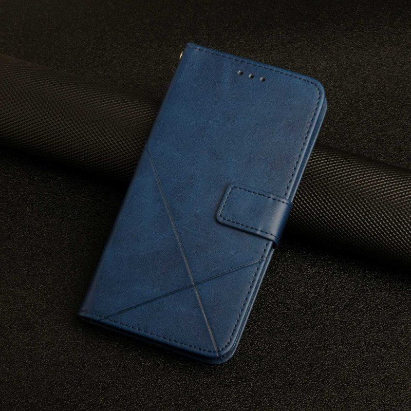 Etui Folio do Samsung Galaxy A14 / A14 5G z Łańcuch Paskowaty Geometryczny Skórzany Styl