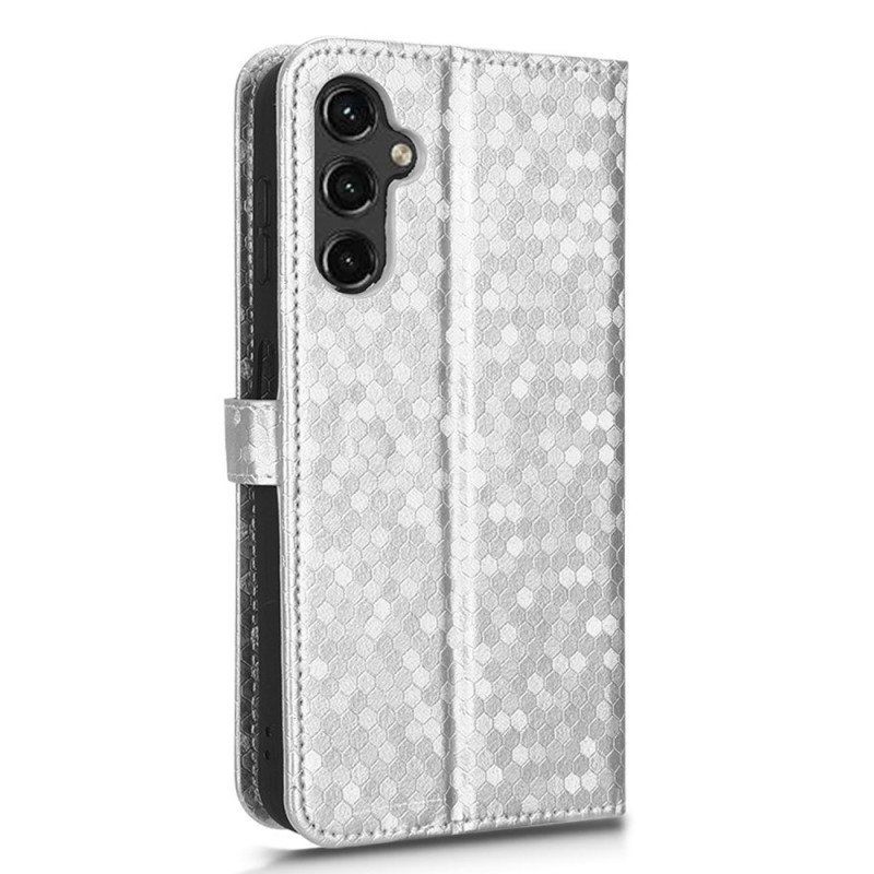 Etui Folio do Samsung Galaxy A14 / A14 5G z Łańcuch Wzór 3d Na Ramiączkach