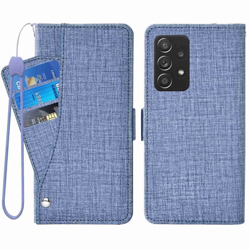 Etui Folio do Samsung Galaxy A53 5G Dżinsy Z Obrotowym Uchwytem Na Karty