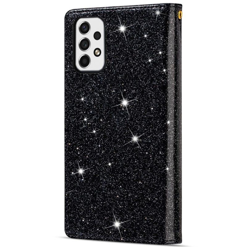 Etui Folio do Samsung Galaxy A53 5G Portfel Cekinowy Portfel Zapinany Na Zamek