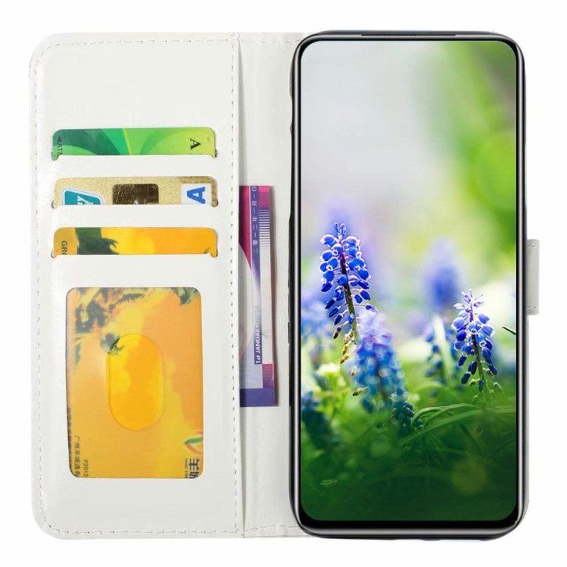 Etui Folio do Samsung Galaxy A53 5G z Łańcuch Niebieskie Motyle Z Paskiem