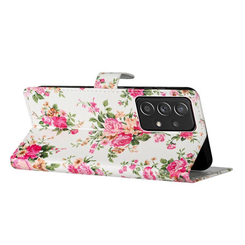 Etui Folio do Samsung Galaxy A53 5G z Łańcuch Pasek Liberty Flowers