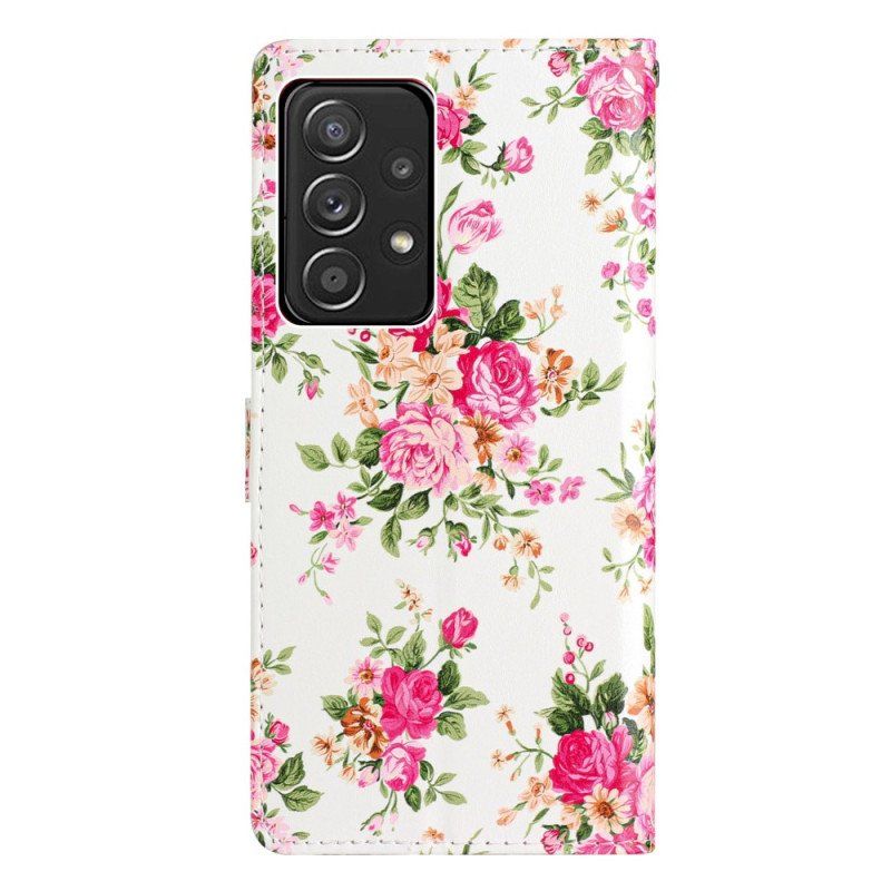 Etui Folio do Samsung Galaxy A53 5G z Łańcuch Pasek Liberty Flowers