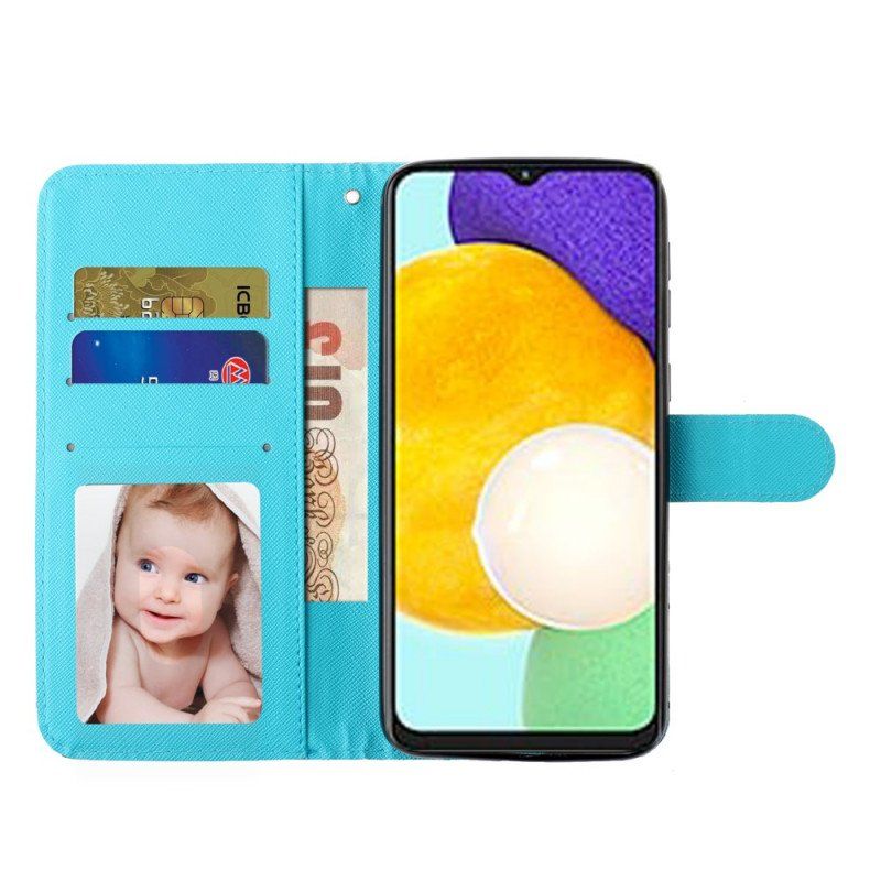 Etui Folio do Samsung Galaxy A53 5G z Łańcuch Pasek Marmuru