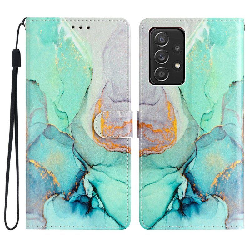 Etui Folio do Samsung Galaxy A53 5G z Łańcuch Pasek Marmuru