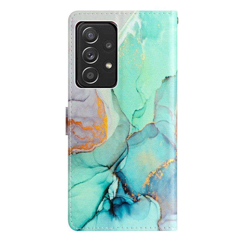 Etui Folio do Samsung Galaxy A53 5G z Łańcuch Pasek Marmuru