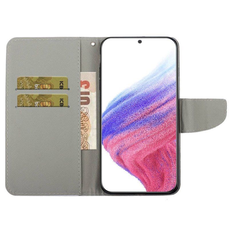 Etui Folio do Samsung Galaxy A53 5G z Łańcuch Pasiasty Deszcz Serc