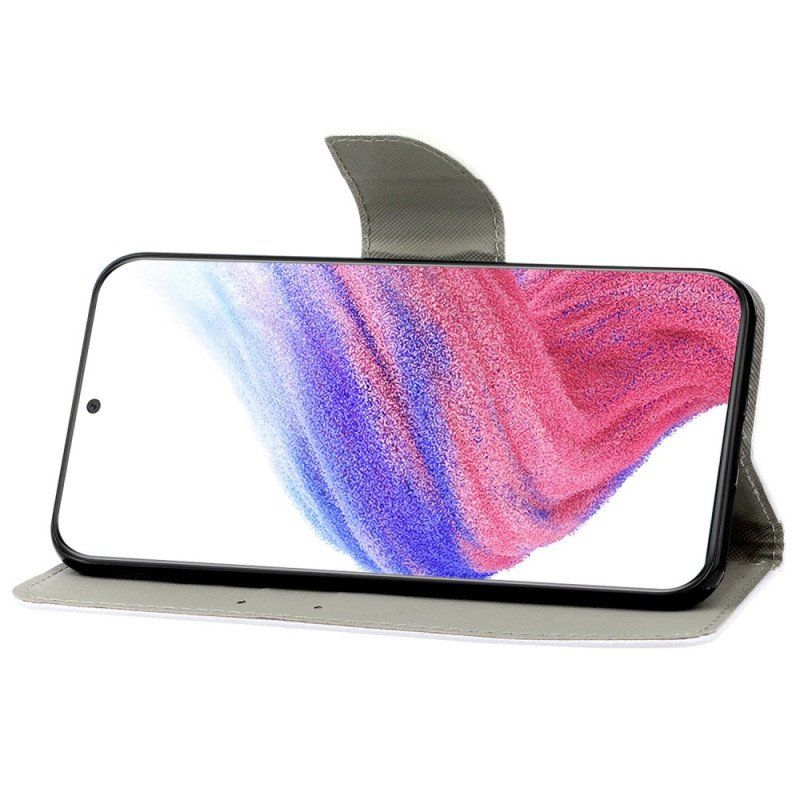 Etui Folio do Samsung Galaxy A53 5G z Łańcuch Pasiasty Deszcz Serc