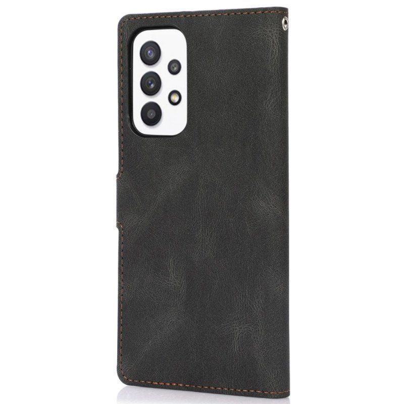 Etui Folio do Samsung Galaxy A53 5G z Łańcuch Skórzany Styl Vintage Z Paskami