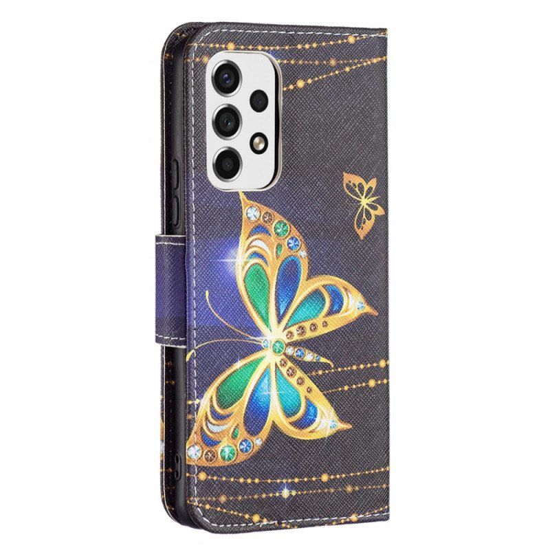 Etui Folio do Samsung Galaxy A53 5G Złote Motyle