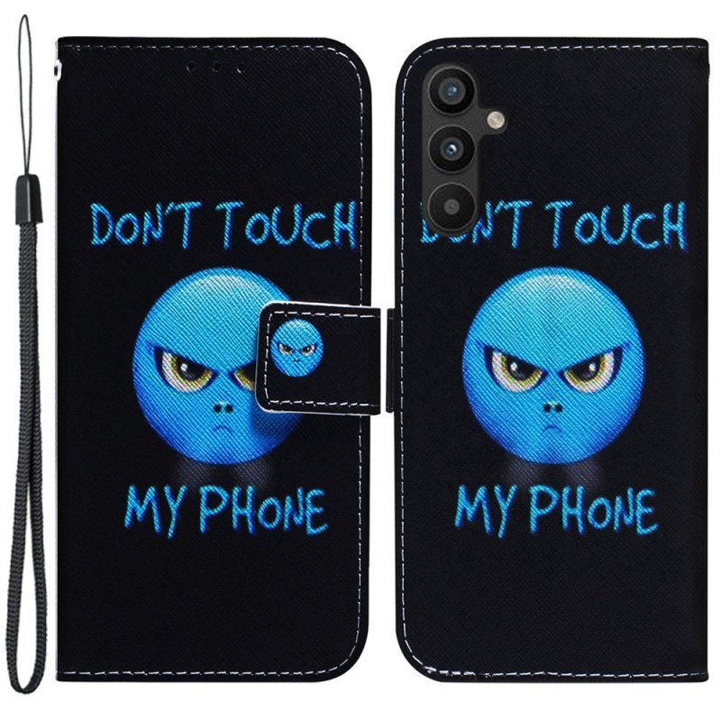 Etui Folio do Samsung Galaxy A54 5G Emoji Nie Dotykaj Mojego Telefonu