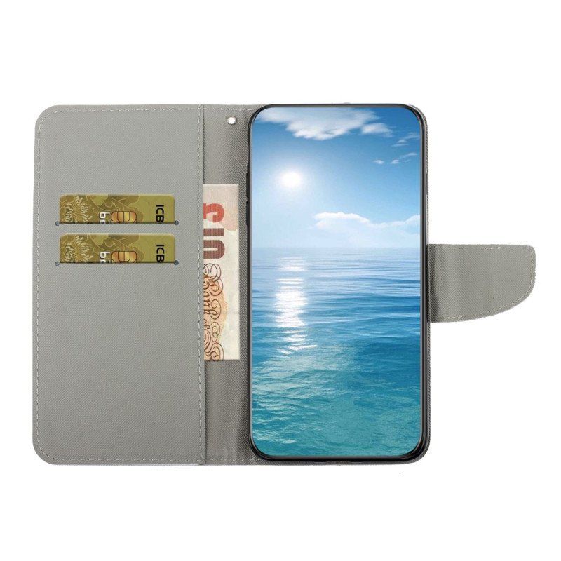 Etui Folio do Samsung Galaxy A54 5G Kwiaty I Serca Z Smyczą