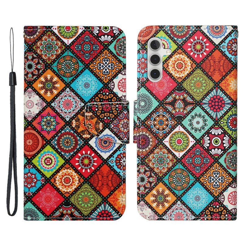 Etui Folio do Samsung Galaxy A54 5G Patchwork Ze Smyczą