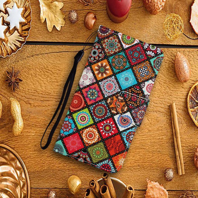 Etui Folio do Samsung Galaxy A54 5G Patchwork Ze Smyczą