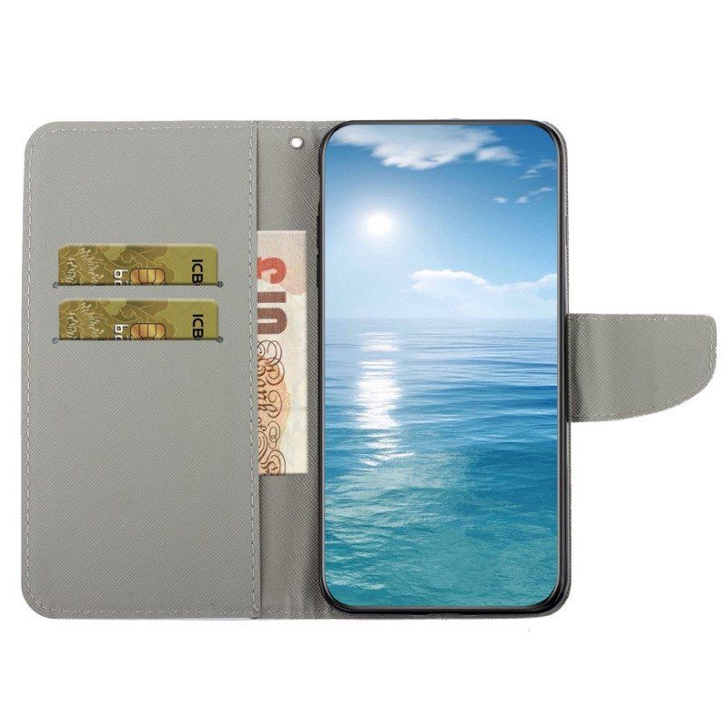 Etui Folio do Samsung Galaxy A54 5G z Łańcuch Bajkowe Motyle Ze Smyczą