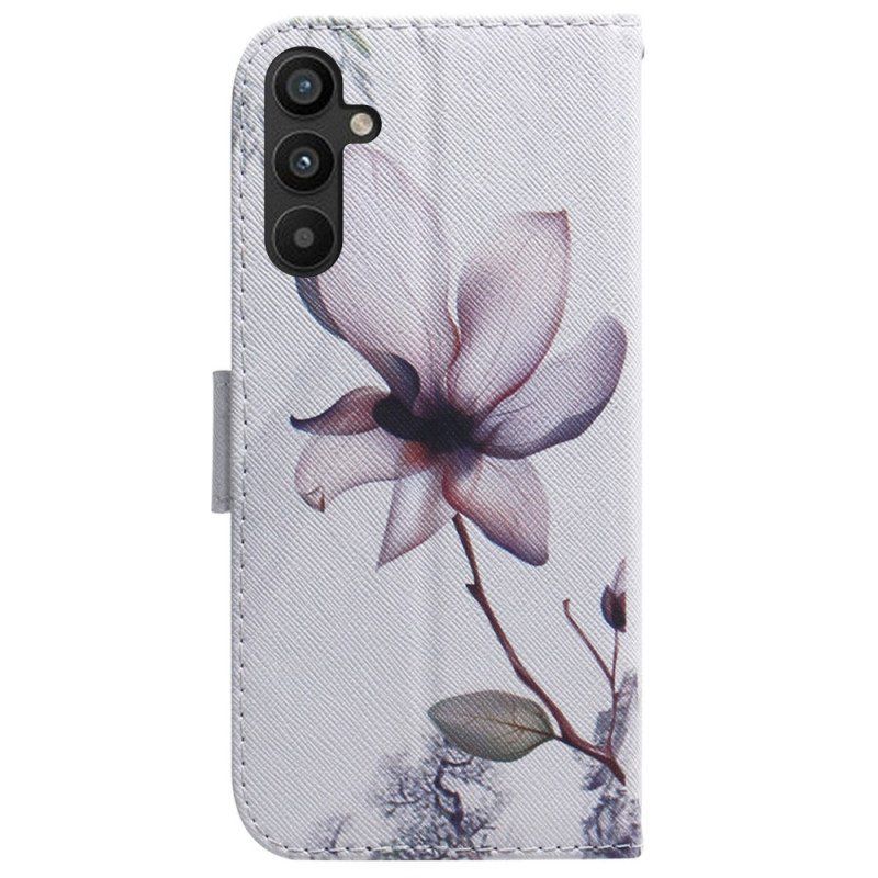 Etui Folio do Samsung Galaxy A54 5G z Łańcuch Kwiat Na Ramiączkach W Stylu Vintage