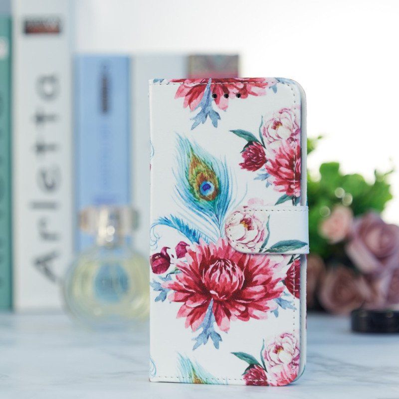 Etui Folio do Samsung Galaxy A54 5G z Łańcuch Kwiatowy Na Ramiączkach