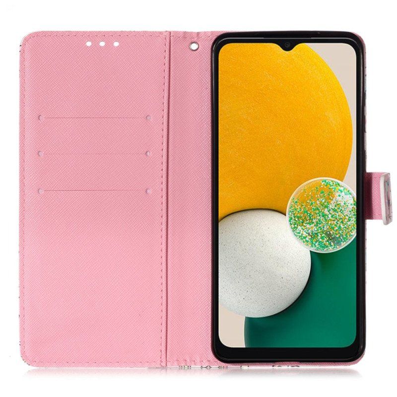 Etui Folio do Samsung Galaxy A54 5G z Łańcuch Lot Motyli W Smyczy