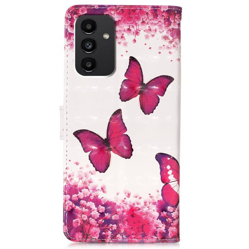 Etui Folio do Samsung Galaxy A54 5G z Łańcuch Lot Motyli W Smyczy