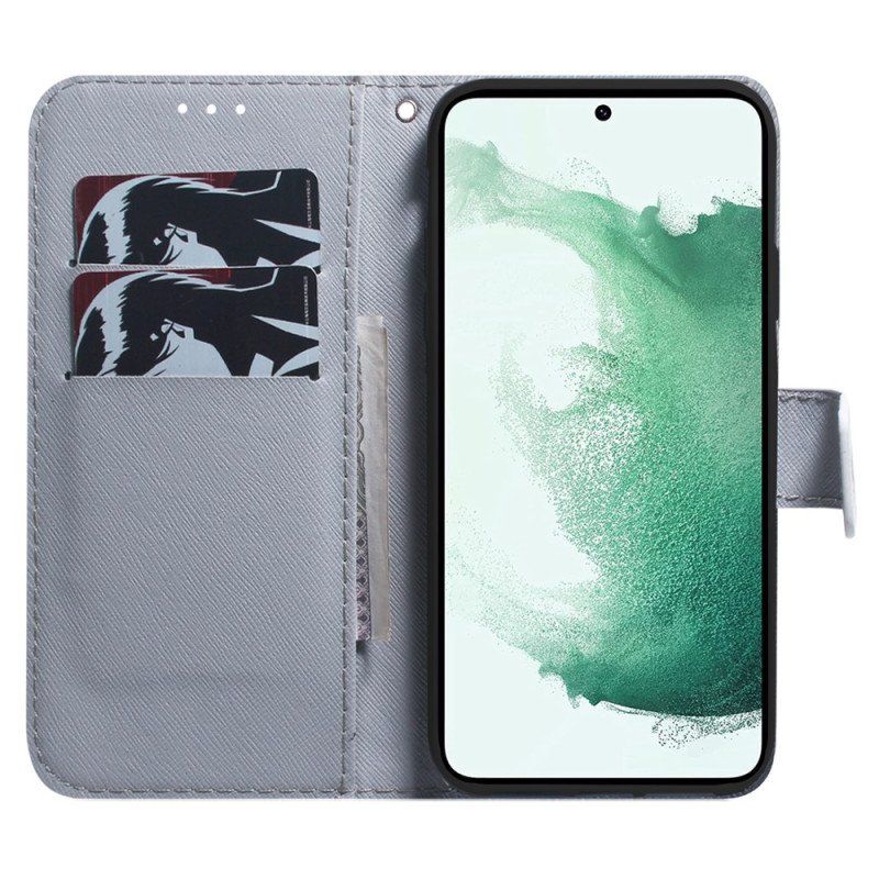 Etui Folio do Samsung Galaxy A54 5G z Łańcuch Malowanie Sów W Paski