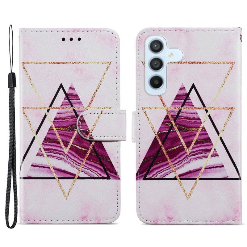 Etui Folio do Samsung Galaxy A54 5G z Łańcuch Marmur W Stylu Strappy