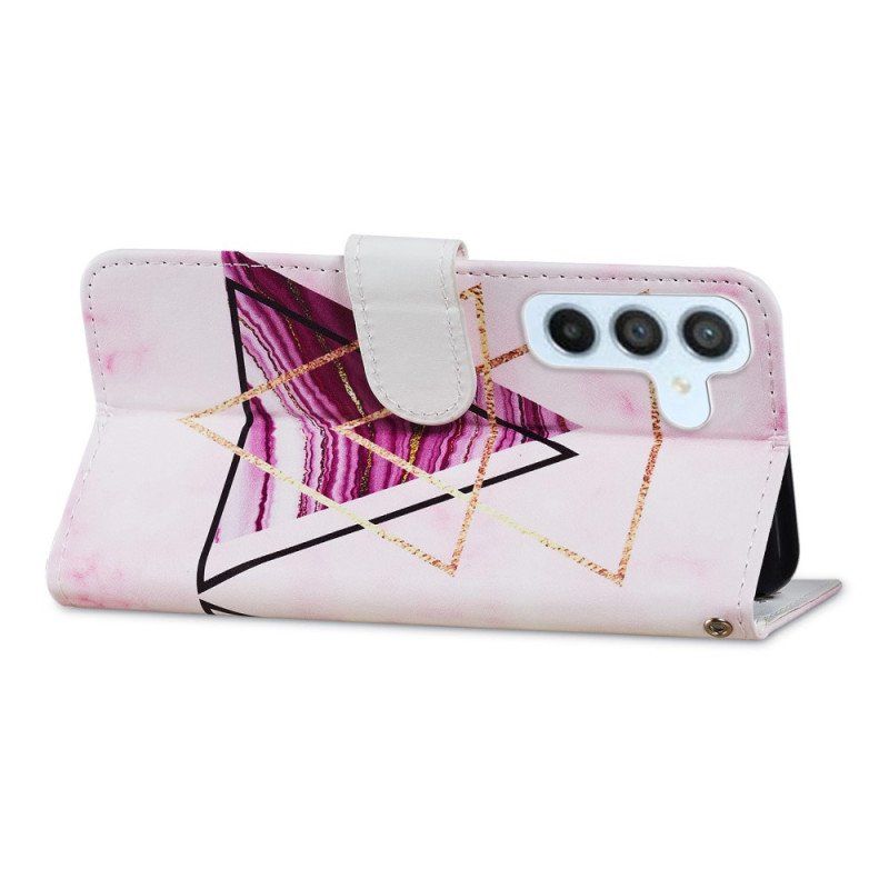 Etui Folio do Samsung Galaxy A54 5G z Łańcuch Marmur W Stylu Strappy