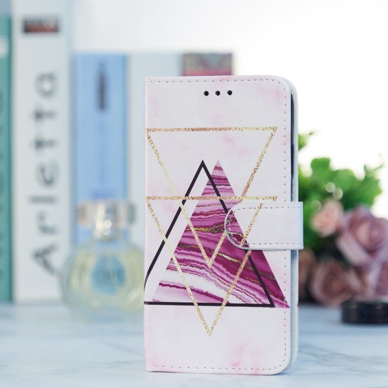 Etui Folio do Samsung Galaxy A54 5G z Łańcuch Marmur W Stylu Strappy